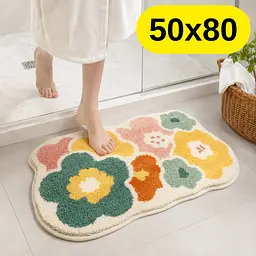 Стильний та практичний килимок для ванної кімнати 50×80 см зі кашеміру — м’який, антиковзкий, вологопоглинаючий KT9000002 - мініатюра 2