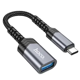 Адаптер Hoco UA24 Type-C male to USB female 3.0 converter Metal сірий