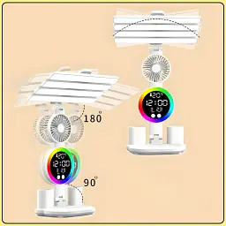Настільна LED-лампа з 4 панелями, вентилятором і дисплеєм KRX-104 - мініатюра 6