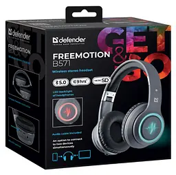 Навушники Defender FreeMotion B571 Bluetooth LED Gray (63571) - мініатюра 6