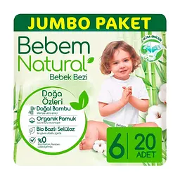 Підгузки Bebem Natural 6 Extra large 15+ кг 20 шт (8690536806041) - мініатюра 2