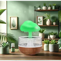 Ультразвуковий зволожувач повітря нічник Грибок з ефектом дощу MUSHROOM Cloud Rain Humidifier - мініатюра 3