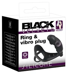 Ерекційне кільце з анальною пробкою - Black Velvets Ring & Vibro Plug