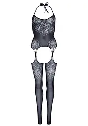 Еротичний бодістокінг Leg Avenue Jacquard net Black, імітація панчіх, відкритий доступ, one size - мініатюра 6