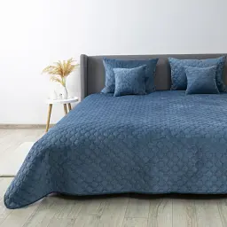 Покривало ТЕП велюрове Velour Ромб круглий 240x260 см синє