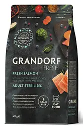 Сухий корм для стерилізованих котів лосось з бататом Grandorf FRESH SALMON & SWEET POTATO ADULT CAT STERILISED 400 г