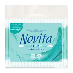 Ватні палички Novita Delicate в поліетиленовому пакеті 200 шт. (4823071615913) - мініатюра 1