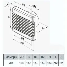 Вентилятор витяжний побутовий Vents 100 МА з жалюзями білого кольору - мініатюра 7