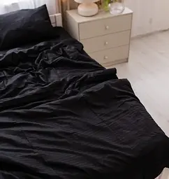 Постільна білизна євро Dushka Home Страйп сатин 20590 200х220 см чорна - мініатюра 3
