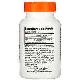 Бетаїн HCL і Пепсин Doctor's Best Betaine HCL & Pepsin 120 капсул - мініатюра 2
