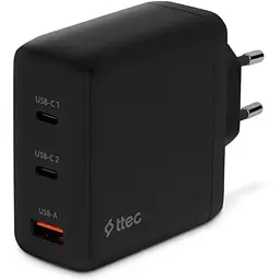 Мережевий зарядний пристрій Ttec SmartCharger Trio GAN 2хUSB-C/USB-A /120Вт Black (2SCG04S)