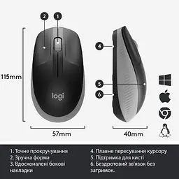 Мишка Logitech M190 Mid Grey (910-005906) - мініатюра 5