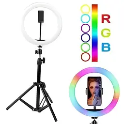 Лампа кільцева Ring MJ 33 з пультом і штативом 33 см RGB  - мініатюра 5