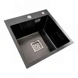 Кухонна мийка Platinum Handmade НSB з нержавіючої сталі 3 мм квадратна 45x45x23 см чорна (000037434) - мініатюра 2