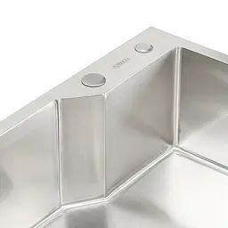 Кухонна мийка Platinum Handmade 650x430x220 (товщина 3,0/1,5 мм корзина та дозатор в комплекті), Нержавіюча сталь - мініатюра 4