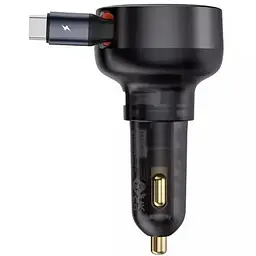 АЗП Enjoyment Pro PD60W+QC3.0 with retractable cable (1USB-A/1C) (C000578) Cluster Black Baseus teh0029946 - мініатюра 3
