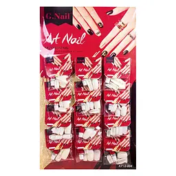 Нігті накладні білі Art Nail з клеєм 12 шт.