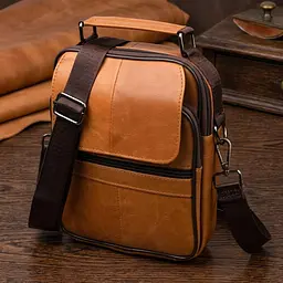 Зручна чоловіча сумка з ручкою шкіряна 21273 Vintage руда