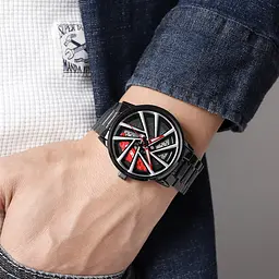 Годинник наручний чоловічий 1990C Black Red-Silver Skmei acs0030423 - мініатюра 3