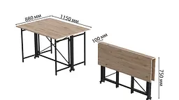 Стіл-книжка трансформер Оріон 3 Ferrum-decor 750x1150x880 Чорний метал ДСП Дуб Сан-Марино 16 мм (FRD-105082) - мініатюра 2