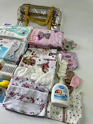 Набір для пологового будинку для новонародженої дівчинки 33 предмети + прозора сумка в подарунок від ЕкоМама рожеві кольори - мініатюра 2
