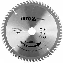 Диск пиляльний победітовий по дереву YATO 160x20x2.2x1.5 мм (YT-60581)
