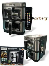 Аерогриль Rainberg RB-2331 з кольоровим дисплеєм, аерофритюрниця, 12 програм, 4800 Вт