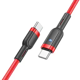 Кабель Hoco U117 з індикатором Type-C to Type-C PD 60W 1.2 м червоний - мініатюра 1