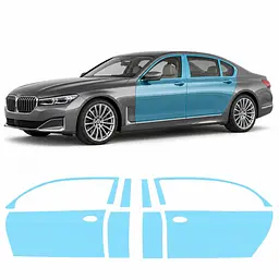 Антигравійна захисна бронеплівка за лекалами для BMW 7 Series G11/G12 facelift 2019-2022 - зони дверей і стійки вікон