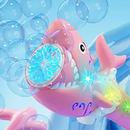 Пістолет з мильними бульбашками H038 Shark + bottle 50ml Pink - мініатюра 3