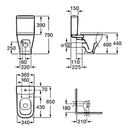 Унітаз-компакт Roca Gap A34947800W з кришкою Soft Close, Білий - мініатюра 3