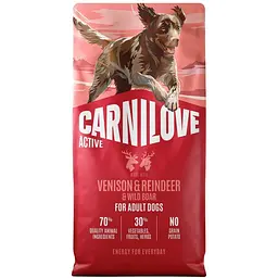 Сухий корм для активних собак Carnilove Active Venison & Reindeer & Wild Boar Active Adults оленина і дикий кабан 12 кг