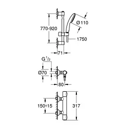 Змішувач термостатичний для душу Grohe QuickFix Precision Flow 34805001, Хром - мініатюра 2