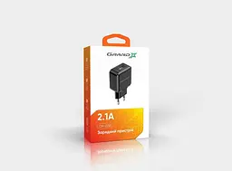 Мережевий зарядний пристрій Grand-X (1xUSB 5В/2.1А) Black (CH-03B)