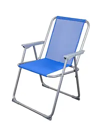 Складний стілець Levistella GP20022306 BLUE, каркас з сталі, текстилин, синій, для дачі, висота 75 см, макс. навантаження 100 кг