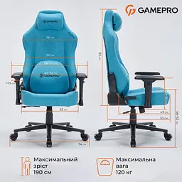 Ігрове крісло GamePro Size L Fabric Light Blue (FGC750LB) - мініатюра 20