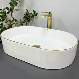 Умивальник VBI Verona 60 gold edge накладний VBI-011308, Золотий - мініатюра 1