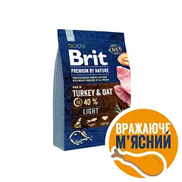 Сухий корм Brit Premium Dog Light Брит для собак із зайвою вагою, з індичкою, 3 кг (170839/526581)