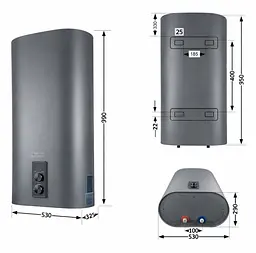 Водонагрівач електричний Thermo Alliance, 2,0 кВт, "сухий" ТЕН, 80 л плоский, вертикальний, прямокутний, сірий (DT80V20GPDD2G) - мініатюра 11