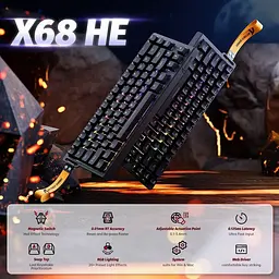 Клавіатура Attack Shark X68 HE RGB Magnetic Linear Switches Black (AS-6972792471044-B-UA) [166743] - мініатюра 2