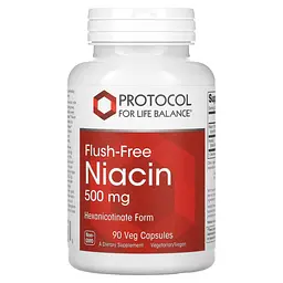 Ніацин, Flush-Free Niacin, без почервоніння, 500 мг, 90 веганських капсул Protocol For Life Balance vit0002637