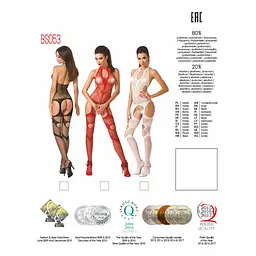Бодістокінг Passion BS053 red, комбінезон, імітація панчіх і пояса - мініатюра 5
