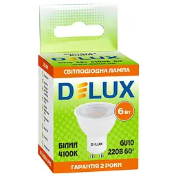 Лампочка Delux 6Вт 4100K 220В GU10 (90019263) - мініатюра 2