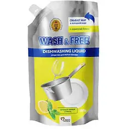 Засіб для миття посуду WASH & FREE 500мл лимон та м’ята DOYPACK