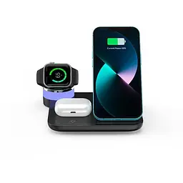 Зарядка Qi 4in1 wireless charger RGB X499 для Phone/Watch/Earphones 15W Max чорна