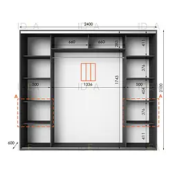 Шафа-купе Idea серія 7 240 x 60 x 210 см Антрацит Дзеркало - мініатюра 2