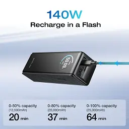 Зовнішній акумулятор EcoFlow RAPID Power Bank 25000mAh Silver [EF-RAPID25K140W-S-EU] [139815] - мініатюра 8