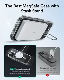 Прозорий чохол із підставкою ESR Classic Hybrid Case (Shash Stand) (HaloLock) Clear Black для iPhone 16 Pro Max (1A7500202) - мініатюра 3