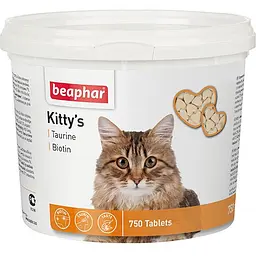 Кормова добавка для котів з біотином і таурином Beaphar Kitty's + Taurine-Biotine 750 табл