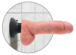 Вібратор King Cock Vibrating Cock With Balls 20.3 см (тілесний) - мініатюра 8